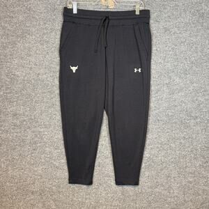 Under Armour Project Rock Pants Womens Medium‎ Black Fleece Sweatpants Joggers